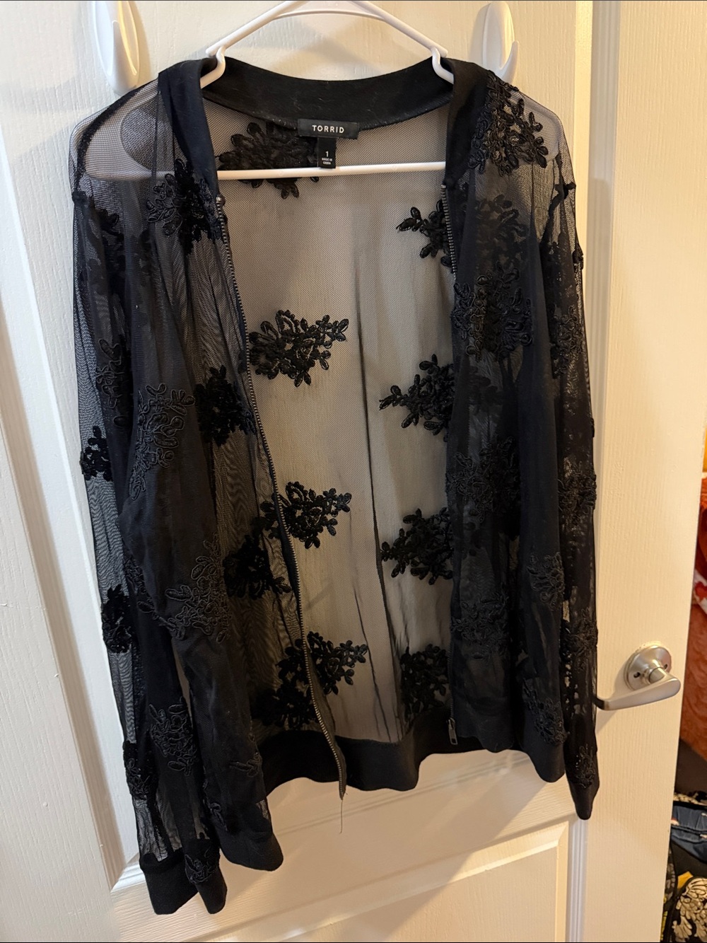 torrid Black Sheer Embroidered Mesh Cardigan Jacket